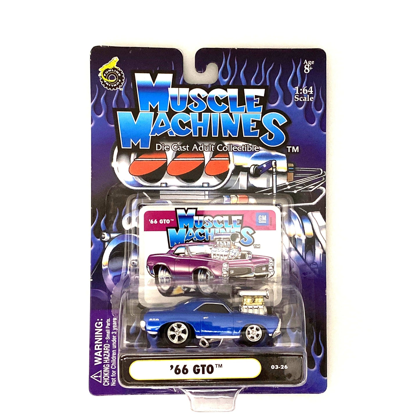 Muscle Machines '66 GTO Blue Diecast Collectible Car 1:64 Scale Model #03-26