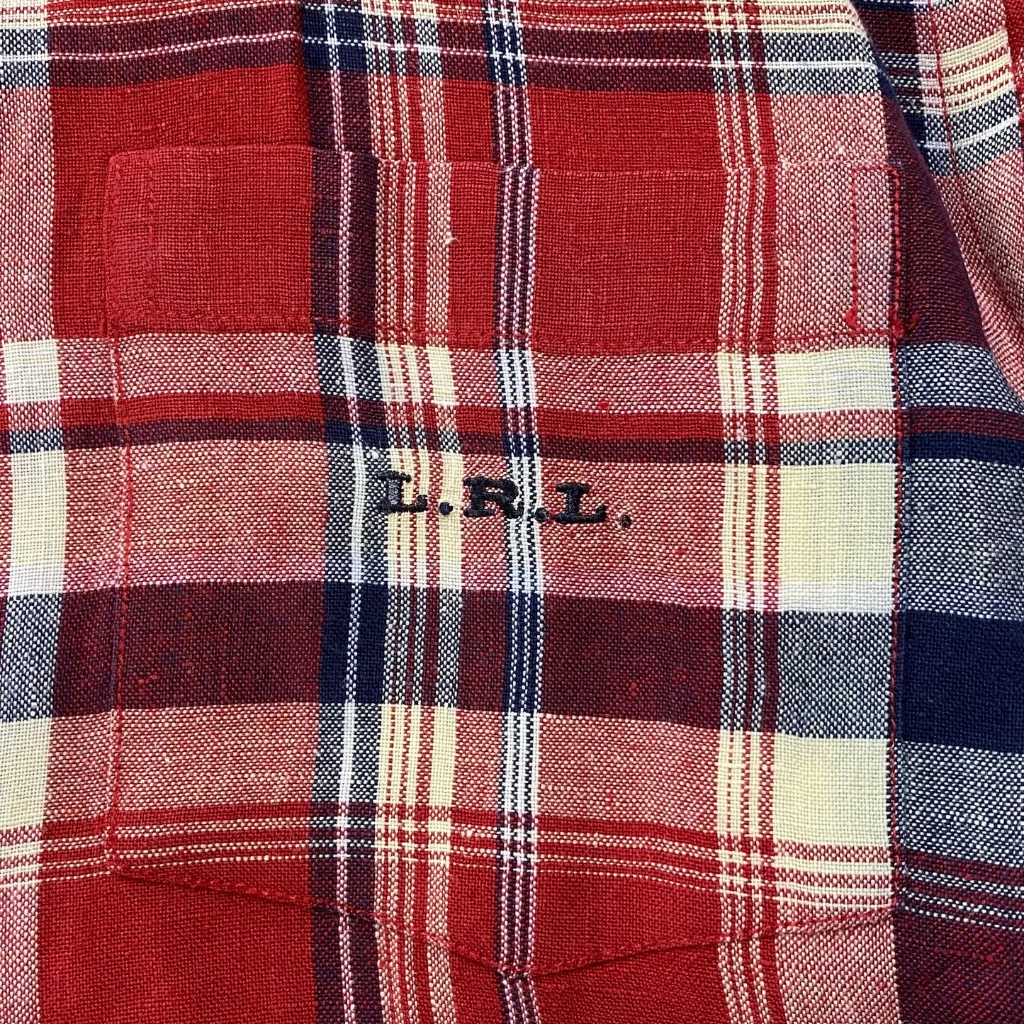 LAUREN Ralph Lauren Womens Size M Multicolor Linen Shirt Button-Up L/s