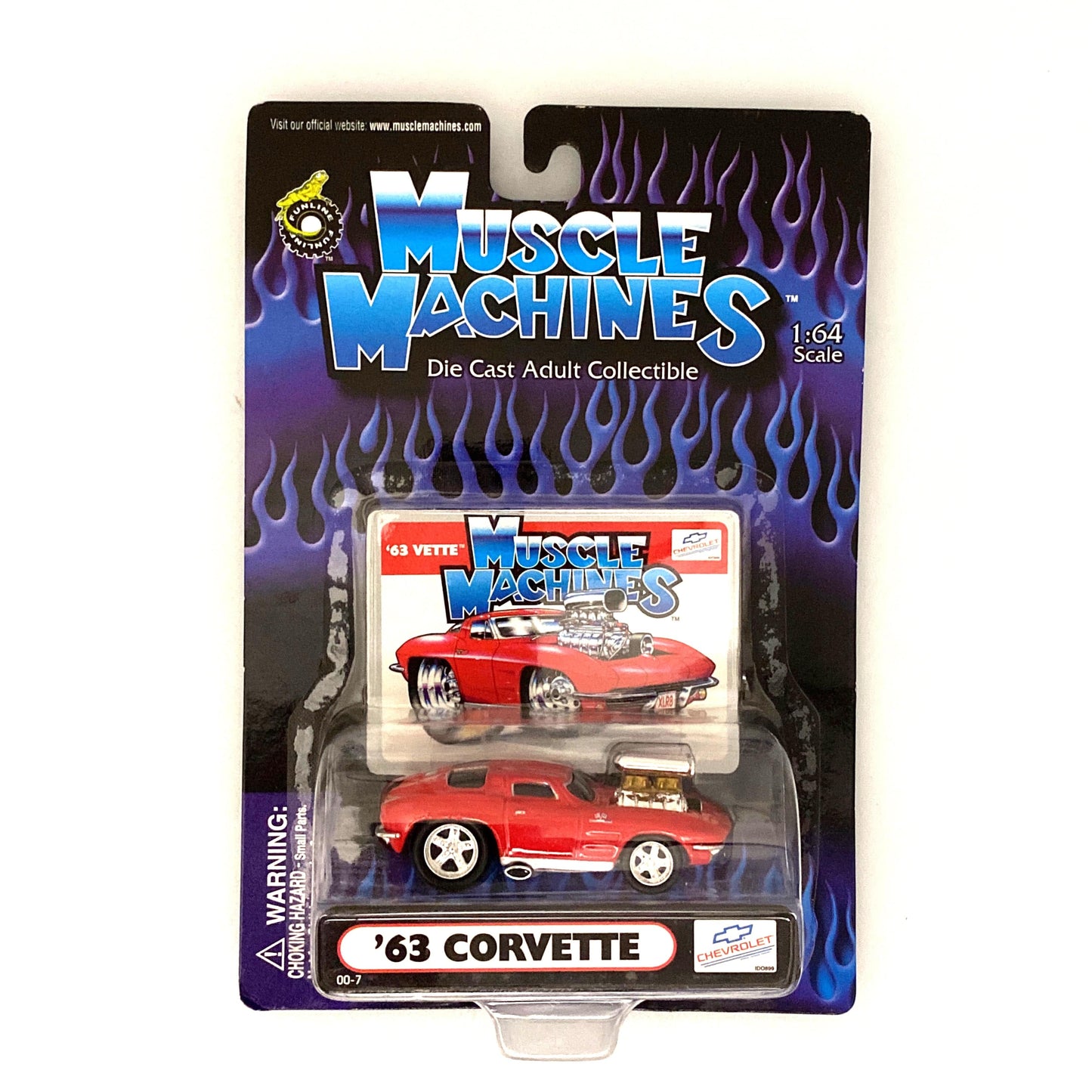 Muscle Machines '63 Corvette Red Diecast Collectible Car 1:64 Scale Model #00-7