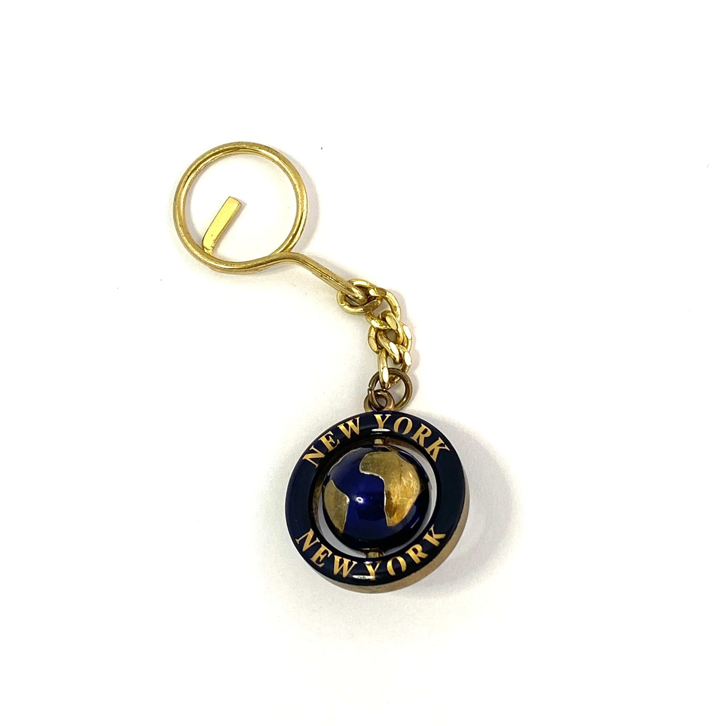 “New York” Goldtone Spinner Globe Travel Souvenir Keychain Key Ring Charm