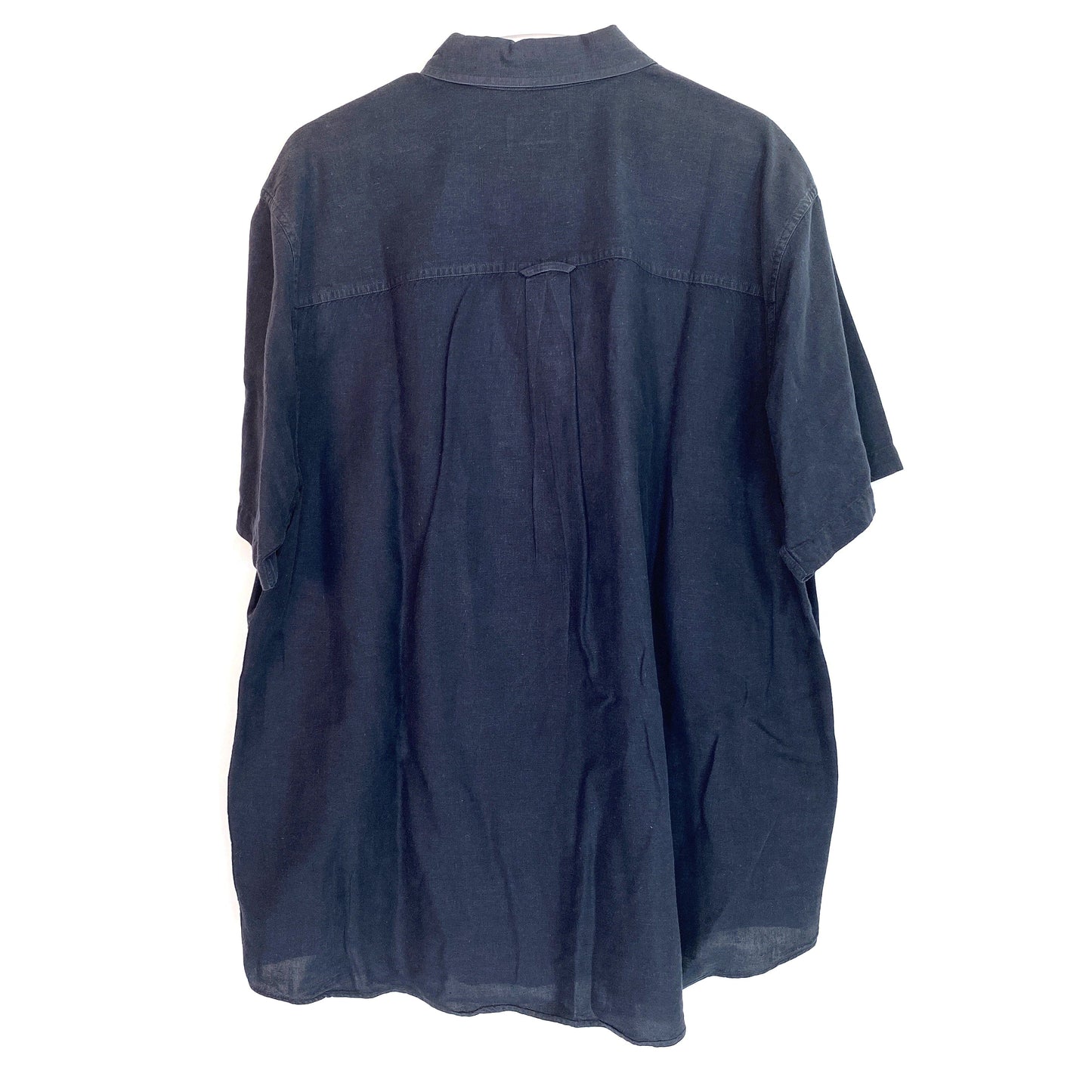 Chaps Ralph Lauren Short Sleeve Button Down Dress Shirt, Dark Blue - Size XL