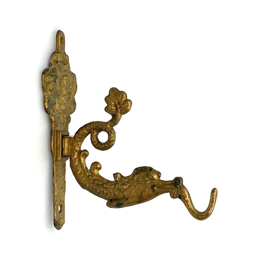 Vintage Ornamental Brass Wall Hook | Fish Dragon Faces