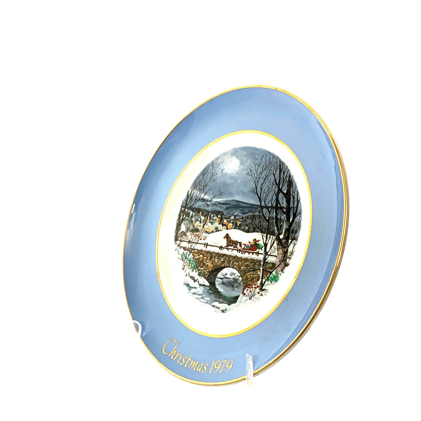 Vintage Avon Christmas Plate Series Seventh Edition “Dashing Through The Snow” 1979