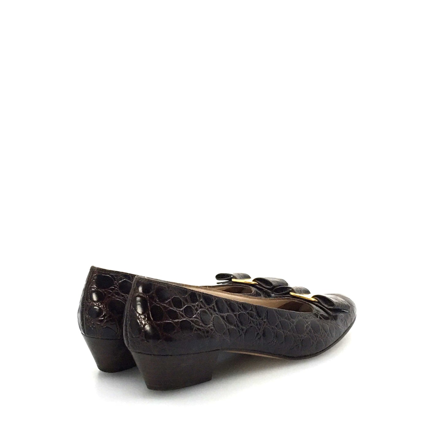 Salvatore Ferragamo Womens Brown Patent Leather Heels Pumps Shoes 8 AAAA