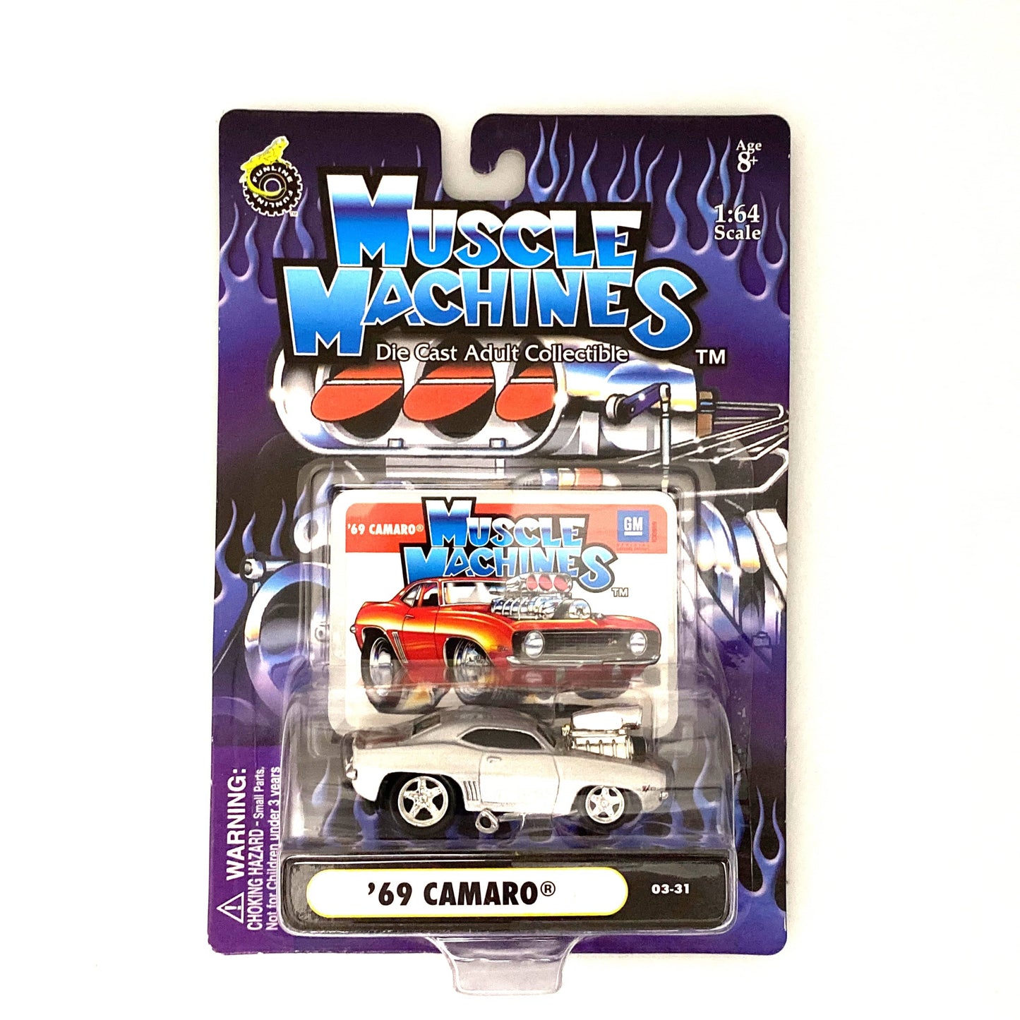 Muscle Machines '69 Camaro Silver Diecast Collectible Car 1:64 Scale Model #03-31