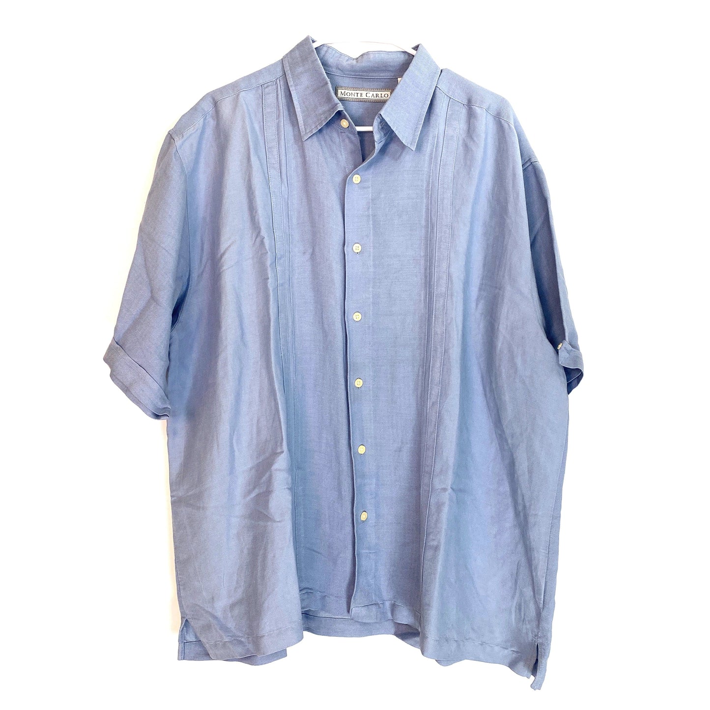 Vintage Monte Carlo Mens Size XL Light Blue Casual Shirt S/s