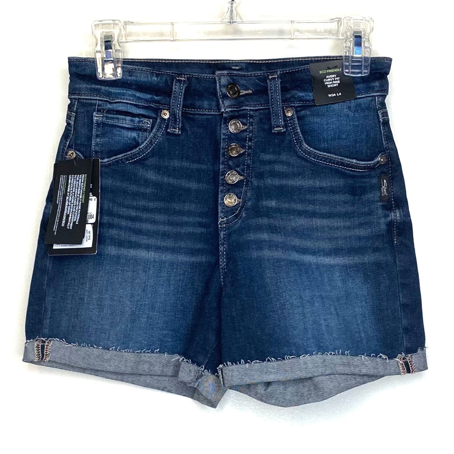 Silver Women's Blue Denim "Avery" Curvy Fit High-Rise Shorts - Size 24 - NWT