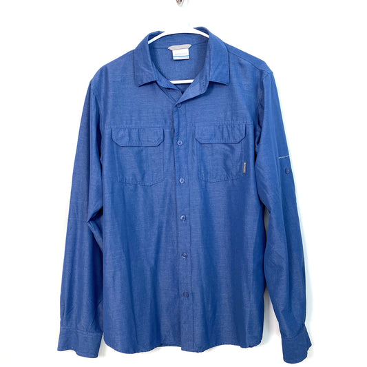 Columbia Womens Size S Blue Omni-Wear Shirt Button-Up L/s