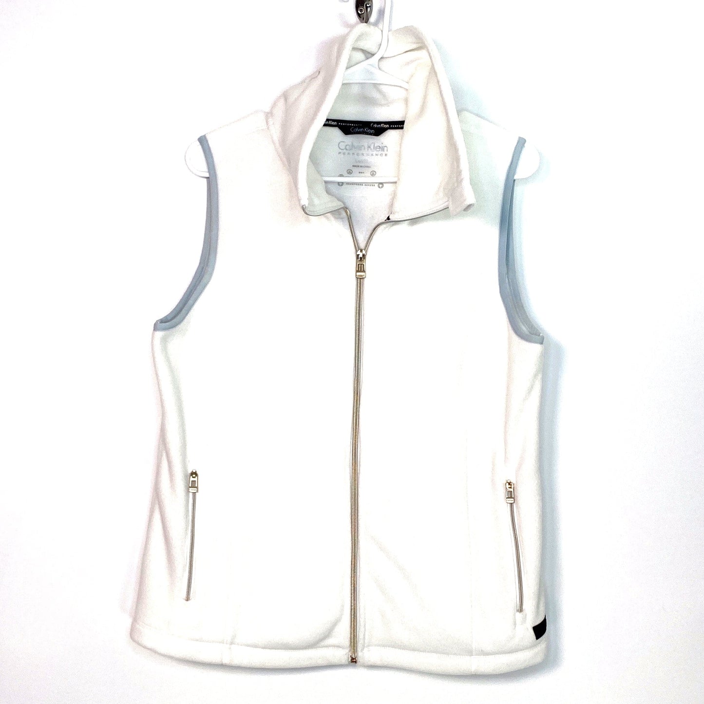 Calvin Klein Womens Size L White Fleece Zip-Up Vest