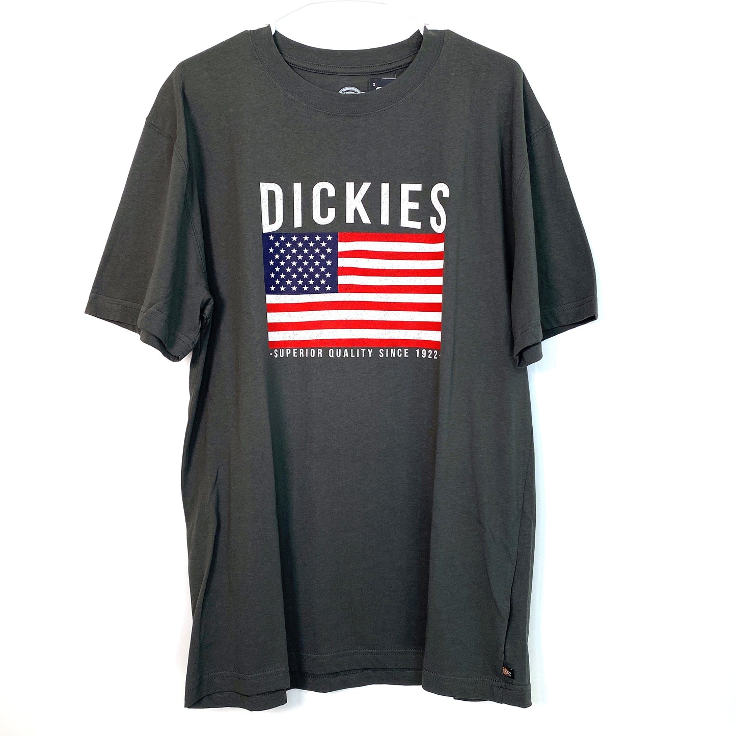 American Flag Dickies Men's Gray T-Shirt - Patriotic Design - Comfortable and Stylish