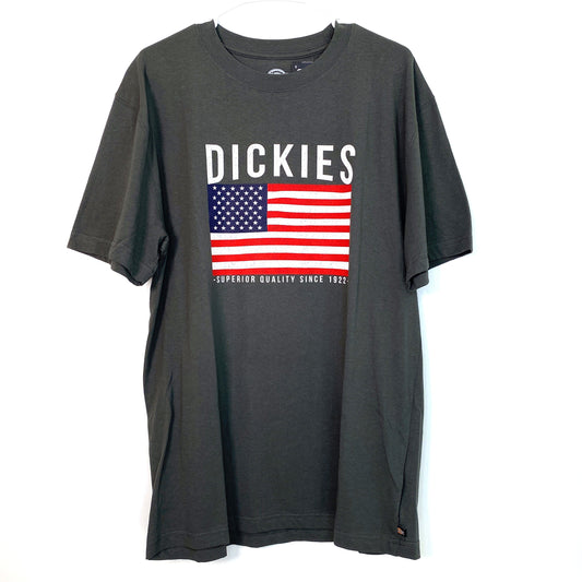 Dickies Mens Size M Gray T-Shirt American Flag S/s NWT