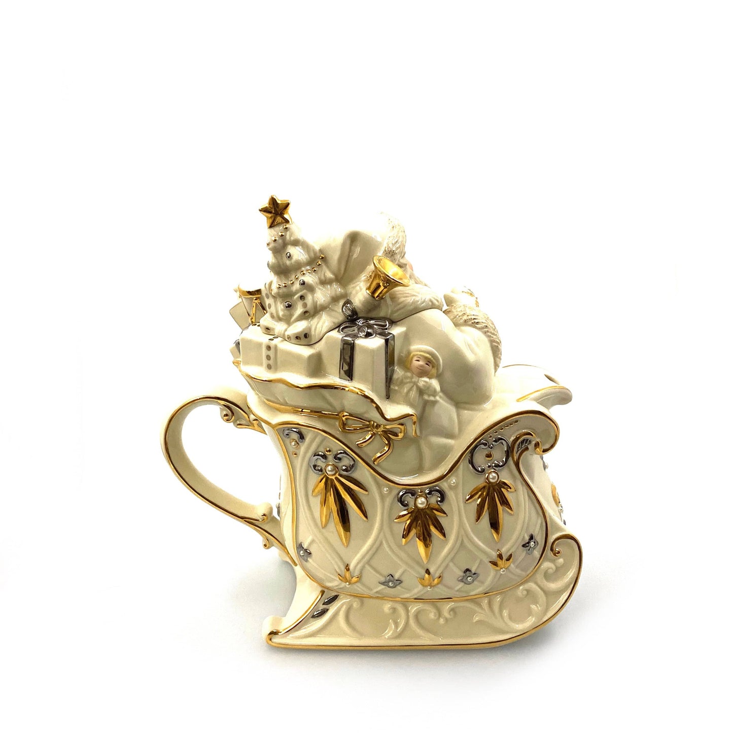 Lenox Florentine & Pearl Santa Teapot