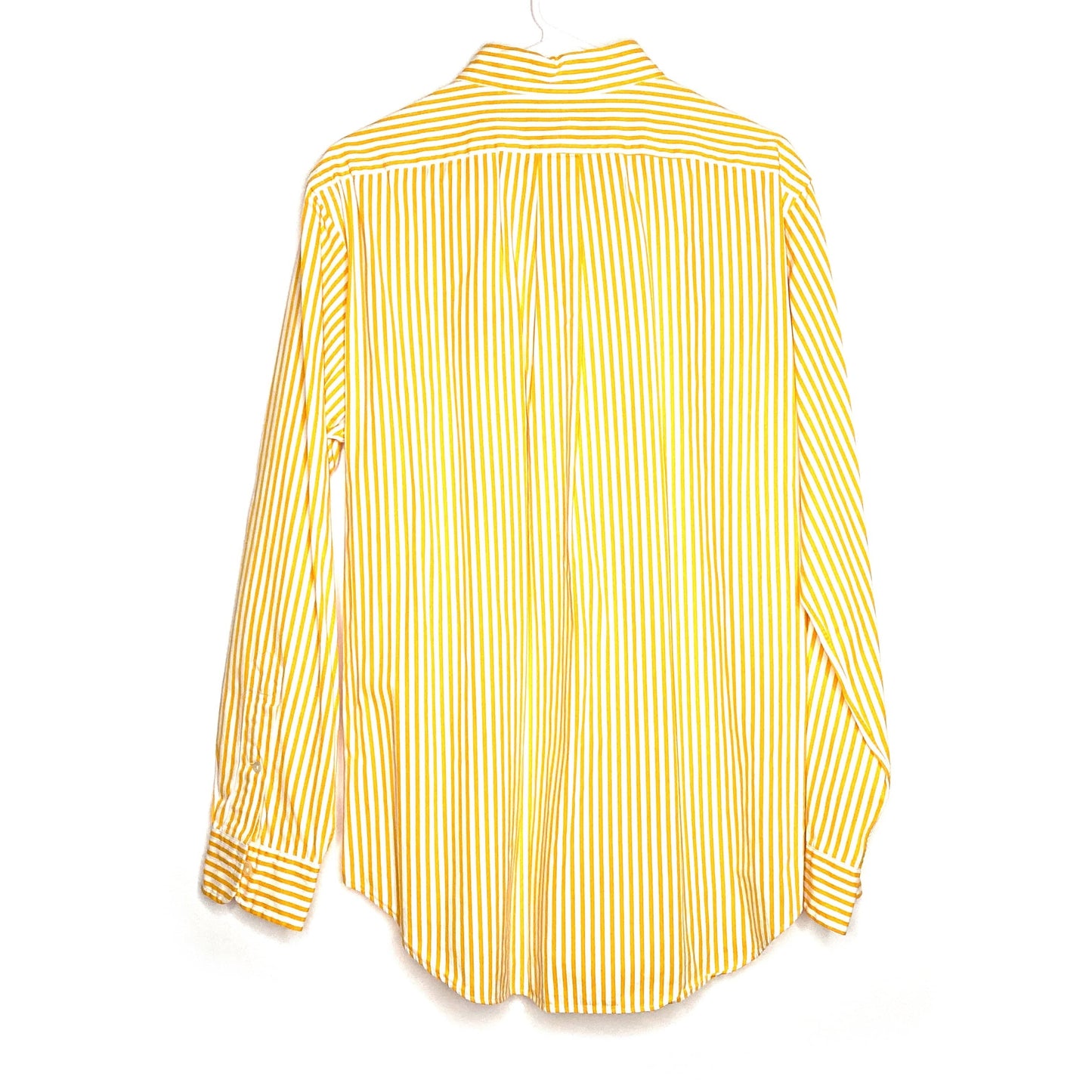 Ralph Lauren Mens Size M Yellow White Striped Classic Fit Dress Shirt Button-Up L/s
