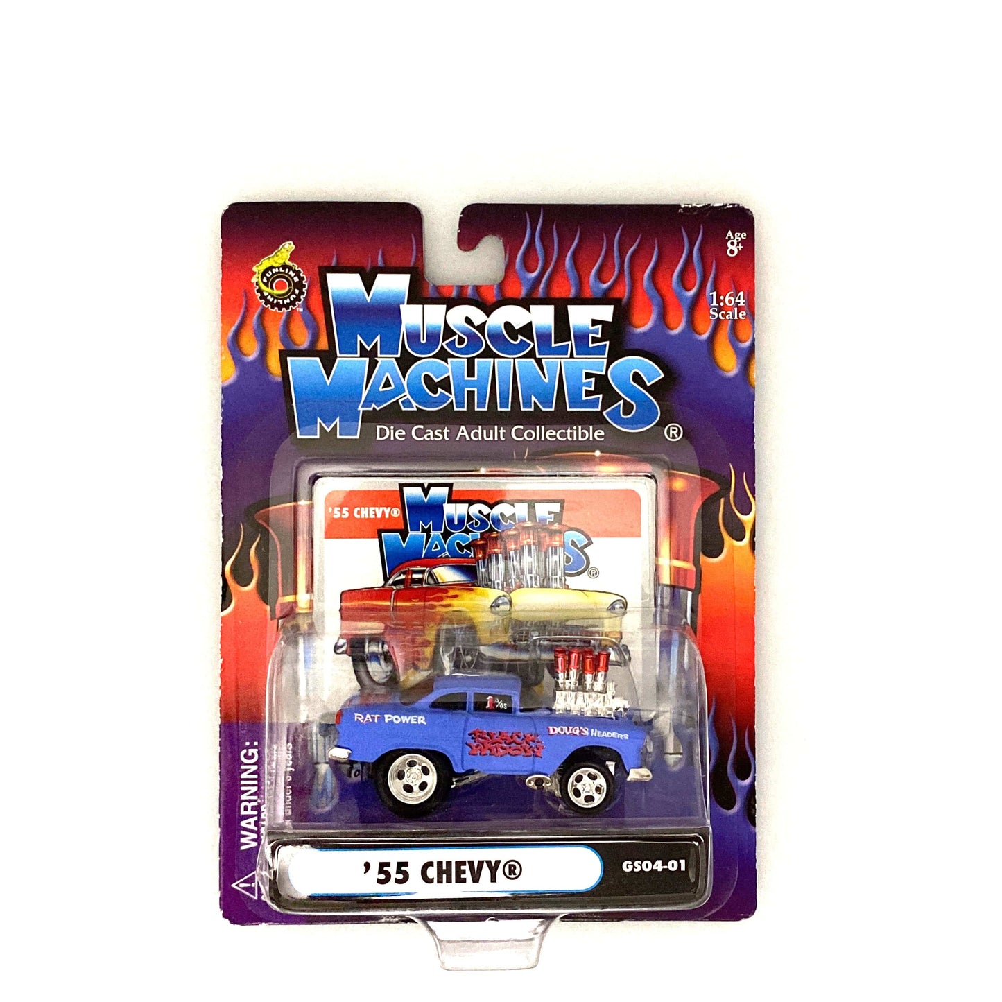 Muscle Machines '55 Chevy Diecast Car – Vintage Blue 1:64 Scale Model for Collectors & Gift Givers