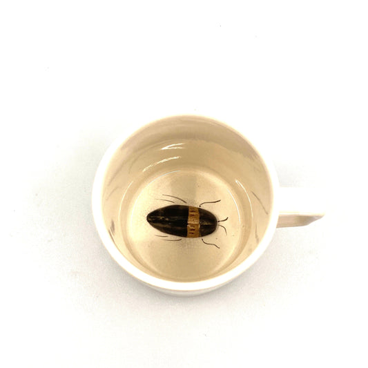 Novelty “Bug at the Bottom” Trick Humor White Ceramic Coffee Mug