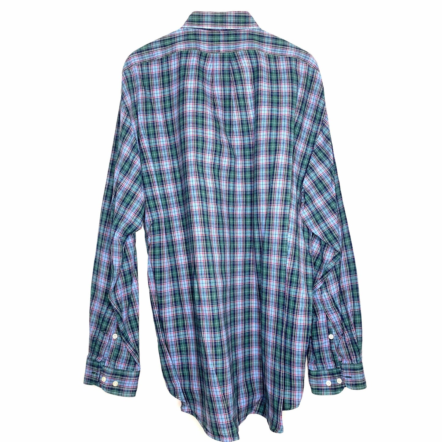 Ralph Lauren Mens Size XL Blue Green Plaid Blake Dress Shirt Button-Up L/s