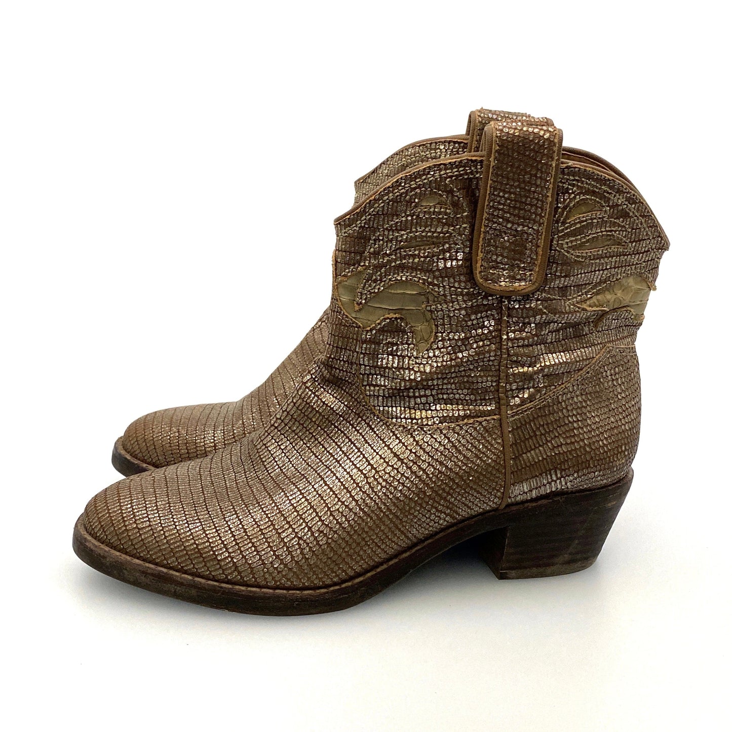 Sam Edelman Womens "Stevie" 6M Gunmetal Putty Cowboys Ankle Boots