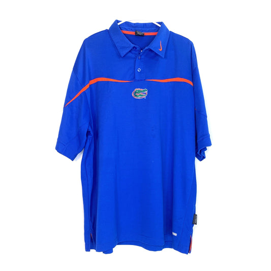 Nike Team Mens Size XL University of Florida Gators Blue Polo Golf Shirt