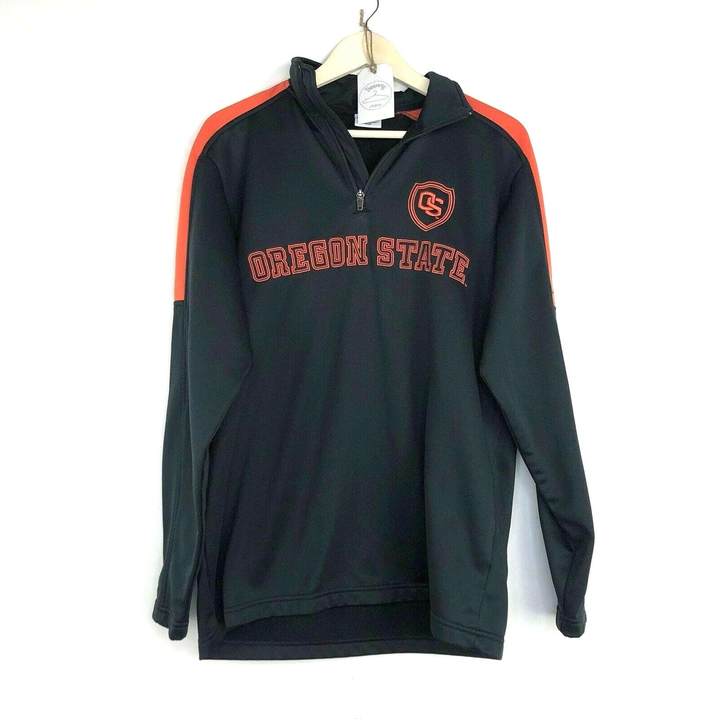 Columbia Mens Zip Up Jacket Medium Black Orange Logo Oregon State Beavers Mock Neck