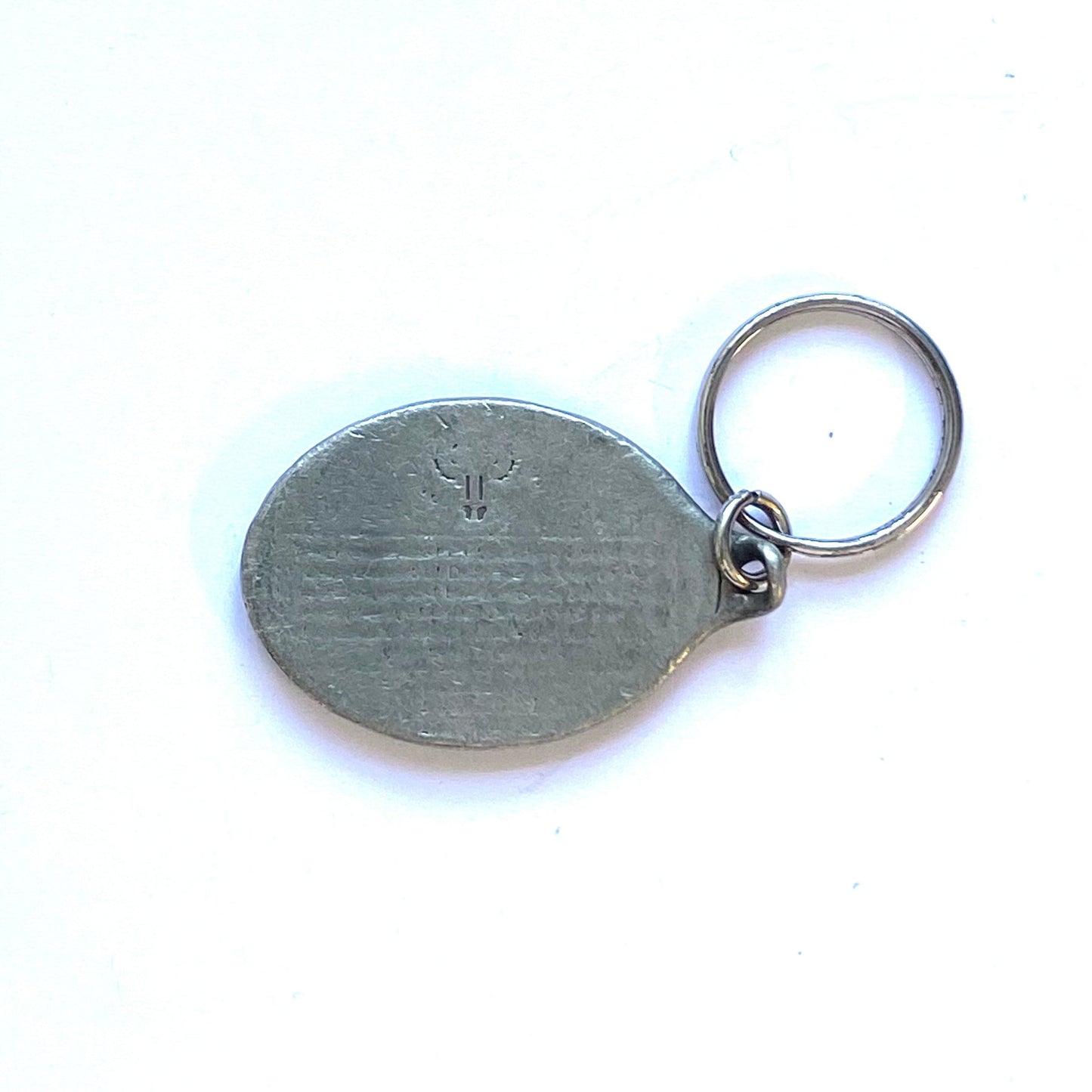 Vintage Pentagon Pewter Oval Keychain Key Ring