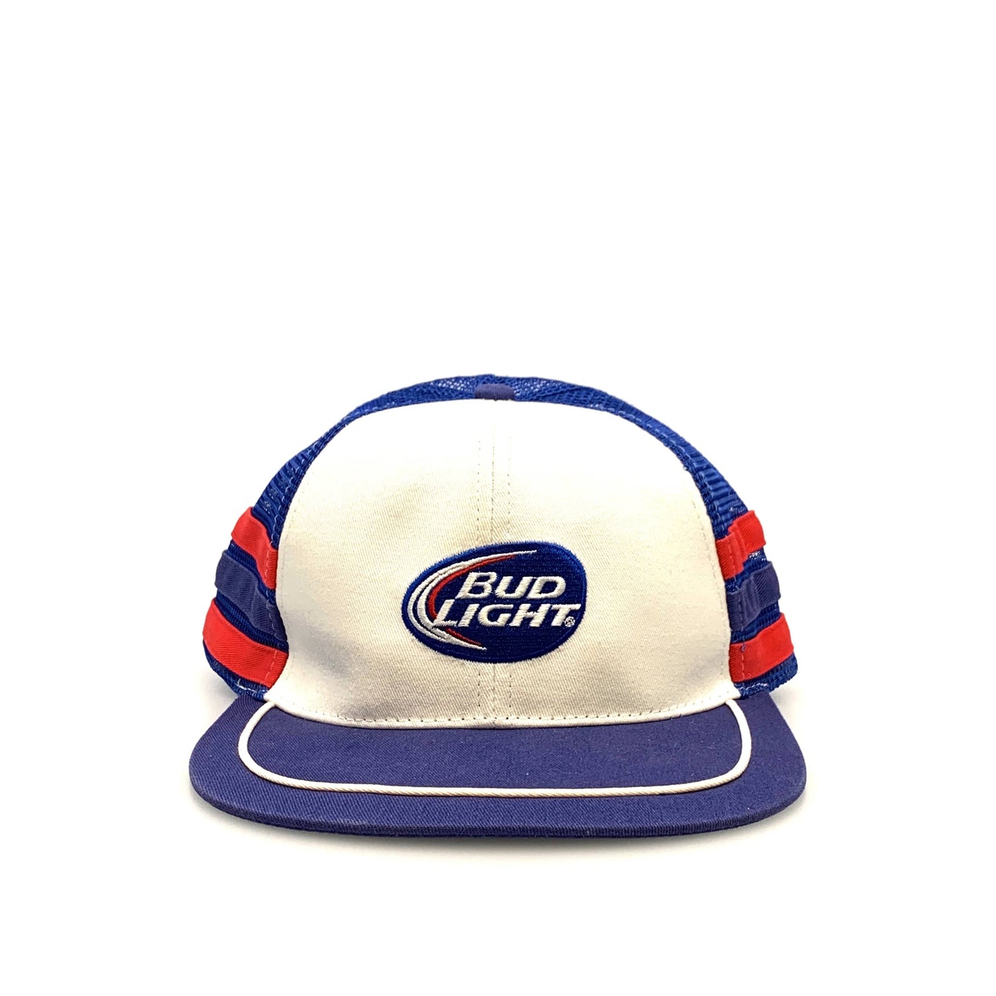 K Products Mesh 3 Stripe Trucker Hat Red White Blue Bud Light Beer OS