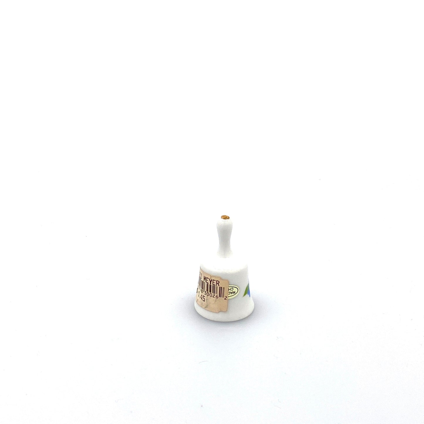 Vintage Miniature Hand Bell Travel Tourism Collectible White Porcelain - ALASKA