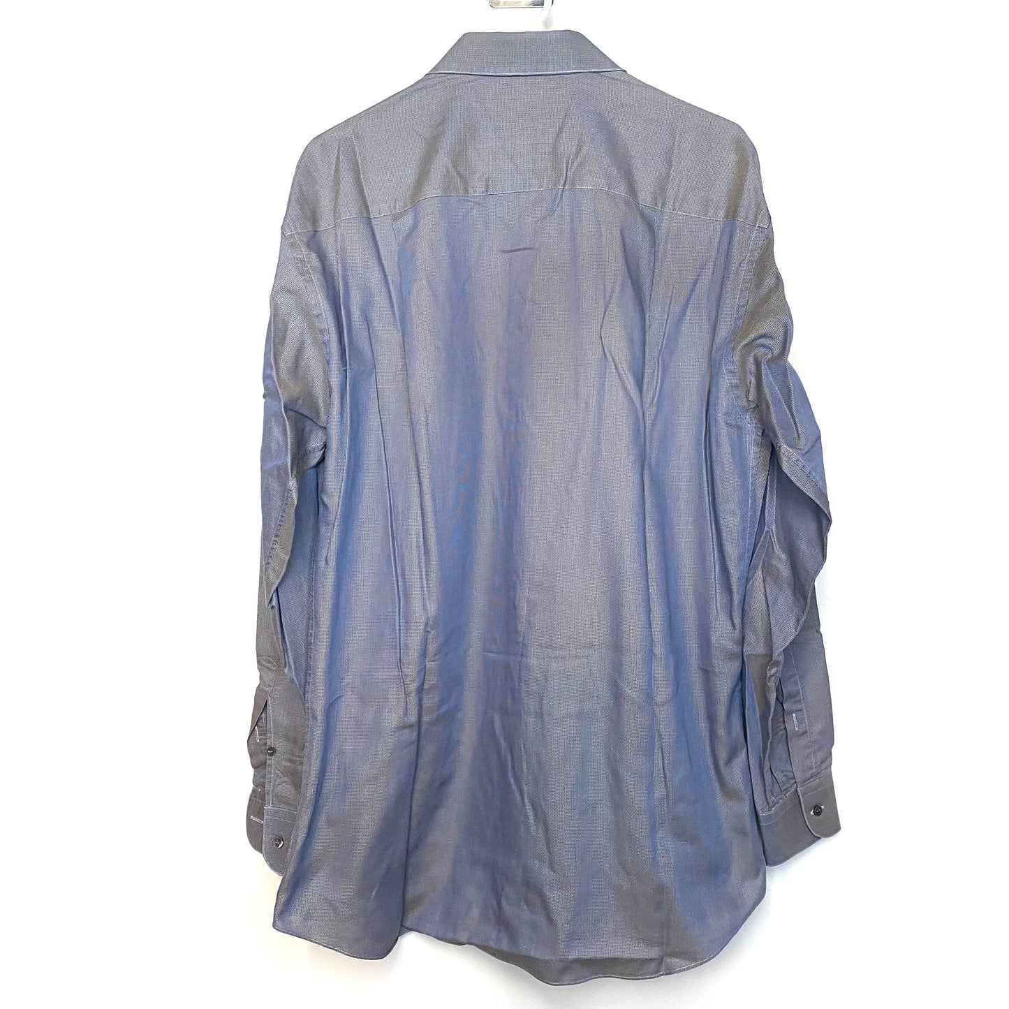 Ermenegildo Zegna Mens Dress Shirt Size 39 15½ Gray White Button-Up Dress Shirt L/s