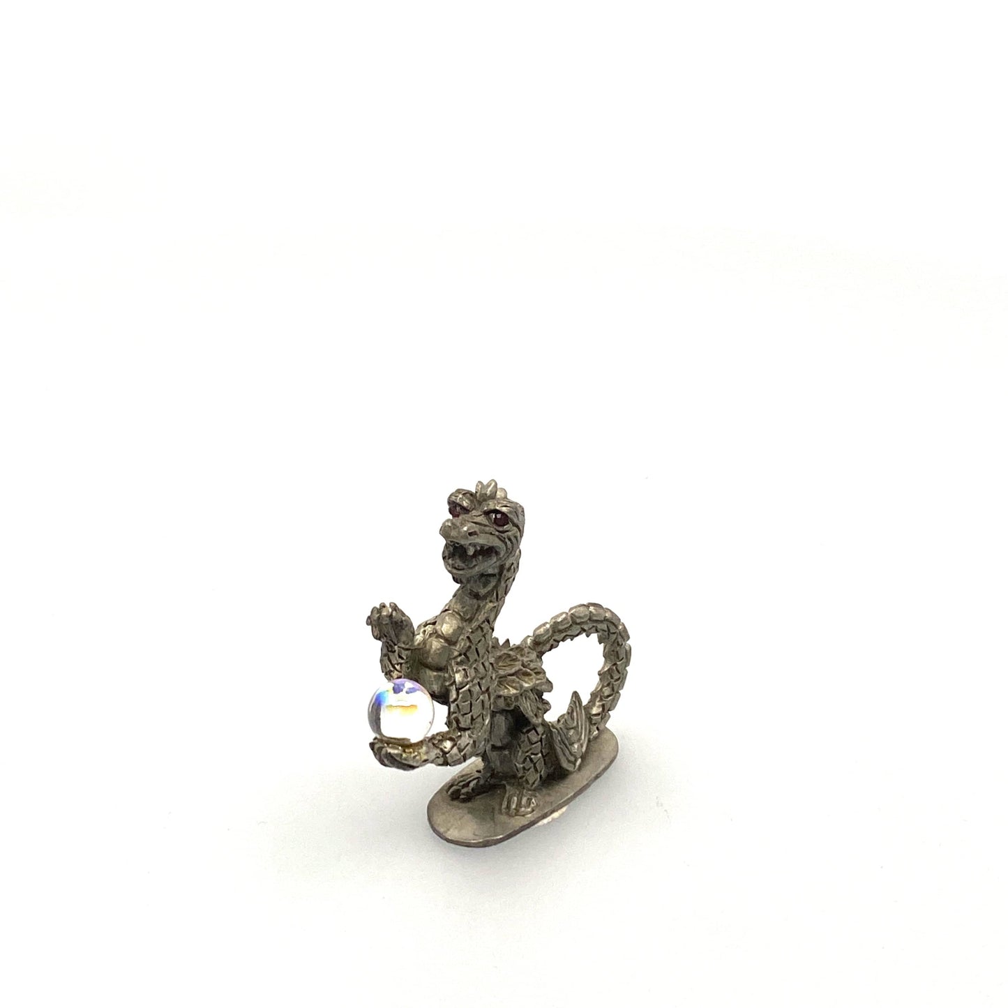 Spoontiques 1983/1984 Pewter Dragon Figurine w/Glass Ball #4009