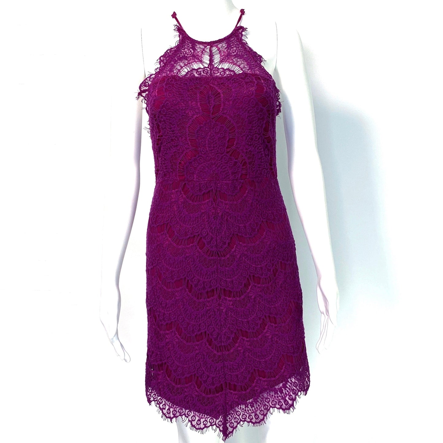 Womens Size Small Purple Lace Halter Top Dress