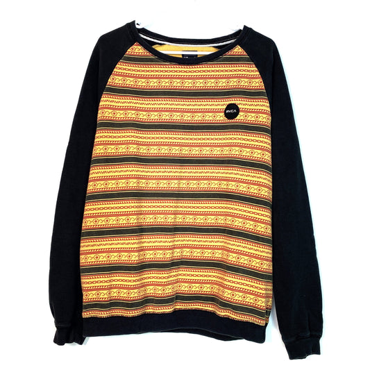 Cozy RVCA Mens Multicolor Geometric Print Pullover Sweatshirt L Long Sleeve