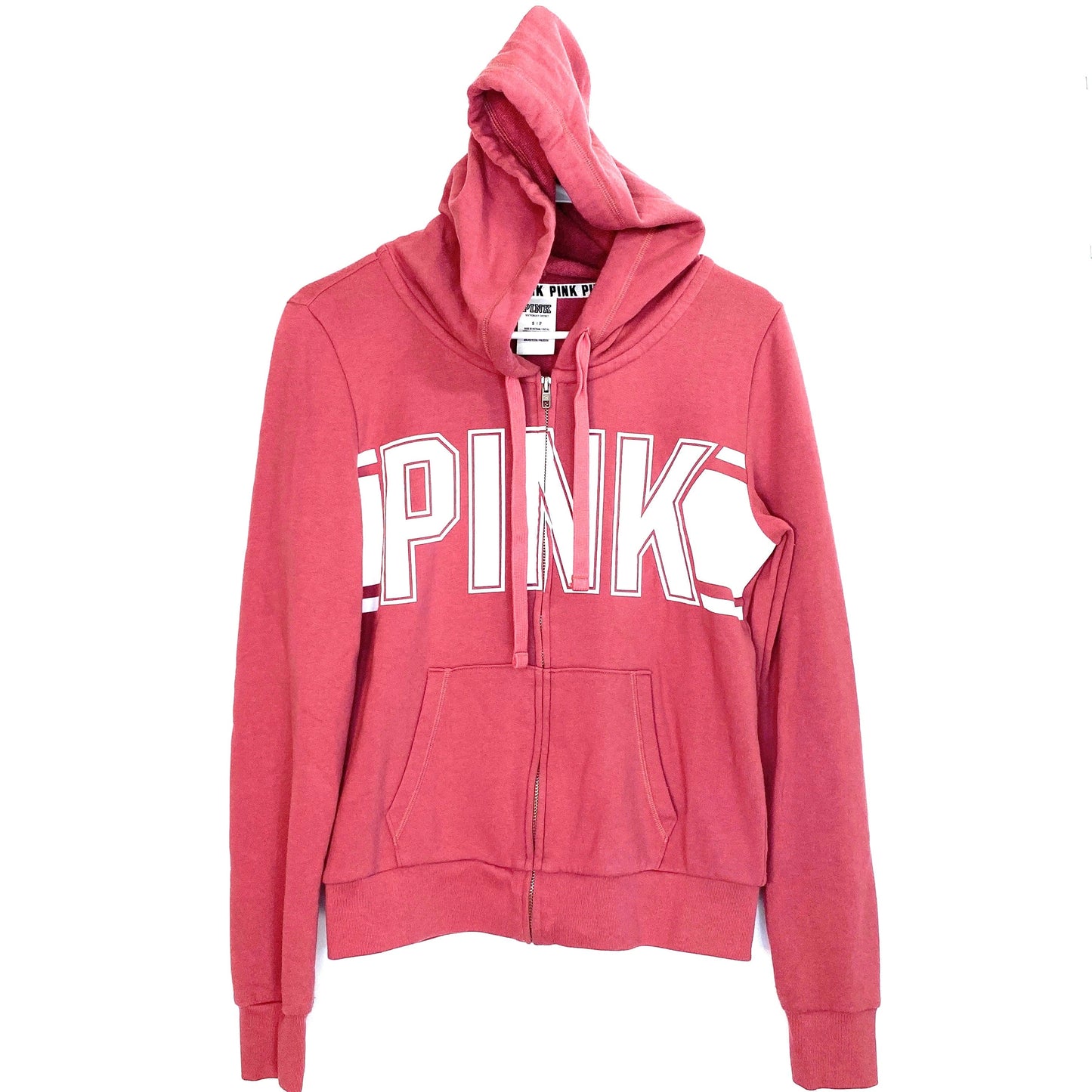 PINK Victorias Secret Womens Size S Hoodie Sweatshirt Full Zip Drawstring
