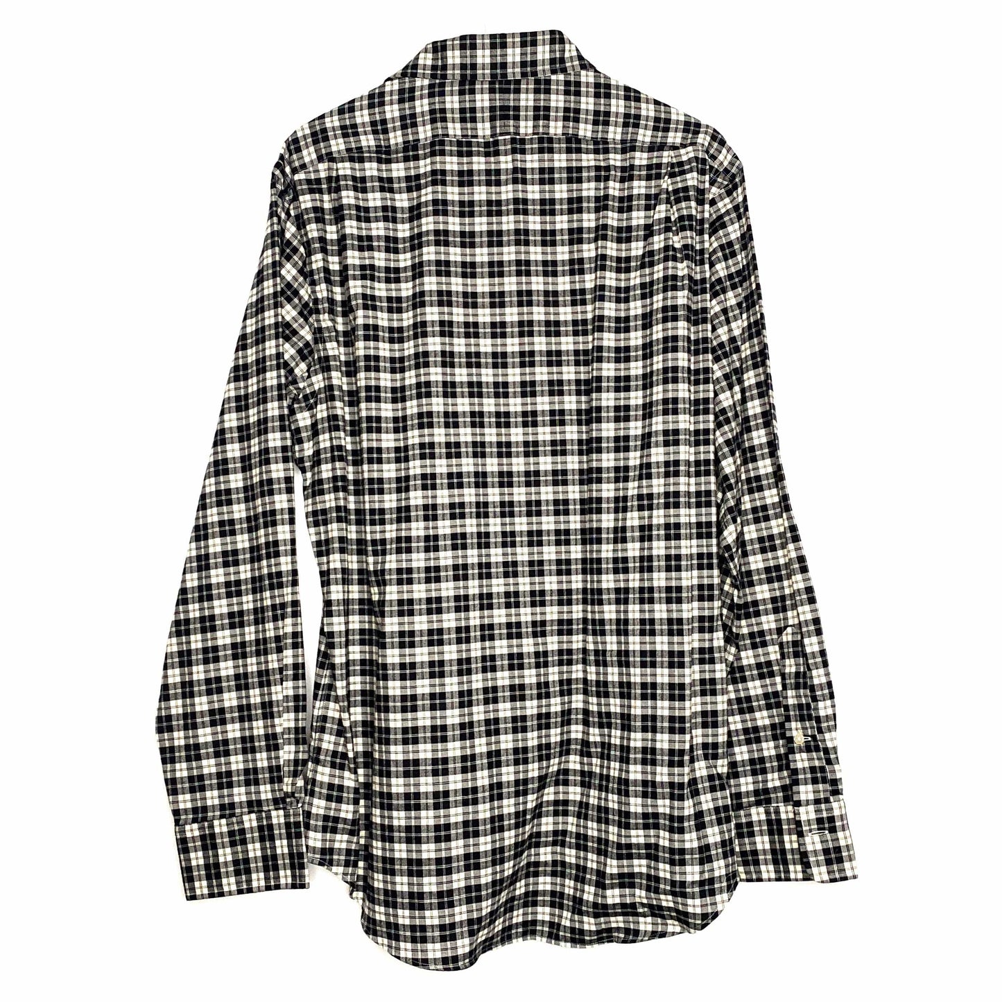 Polo Ralph Lauren Mens Size L Black White Plaid Dress Shirt Button-Up L/s