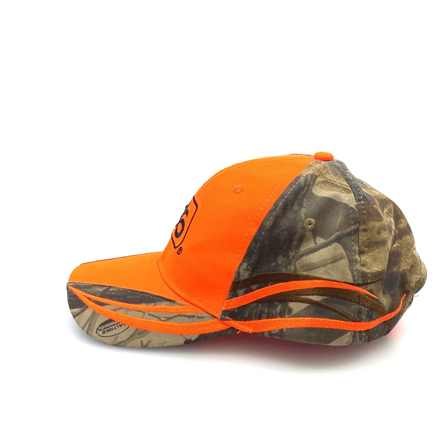 Pioneer Seed Mens Adjustable Baseball Hat Safety Orange and Camouflage