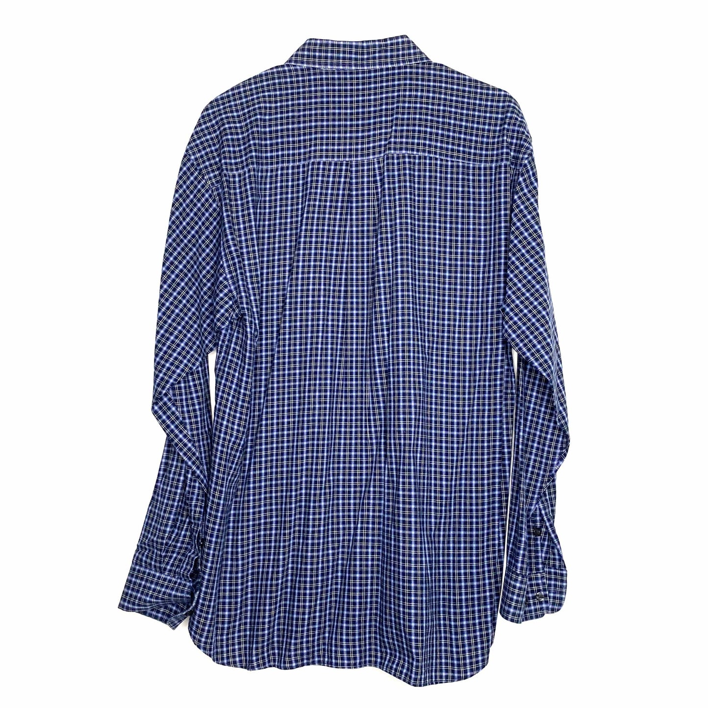 Ralph Lauren Mens Size L Blue White Black Plaid Dress Shirt Button-Up L/s