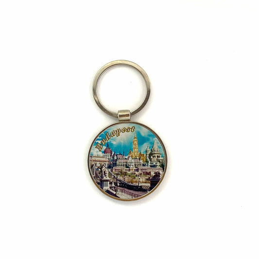 “Budapest” Silvertone Metal Travel Souvenir Keychain Key Ring Charm