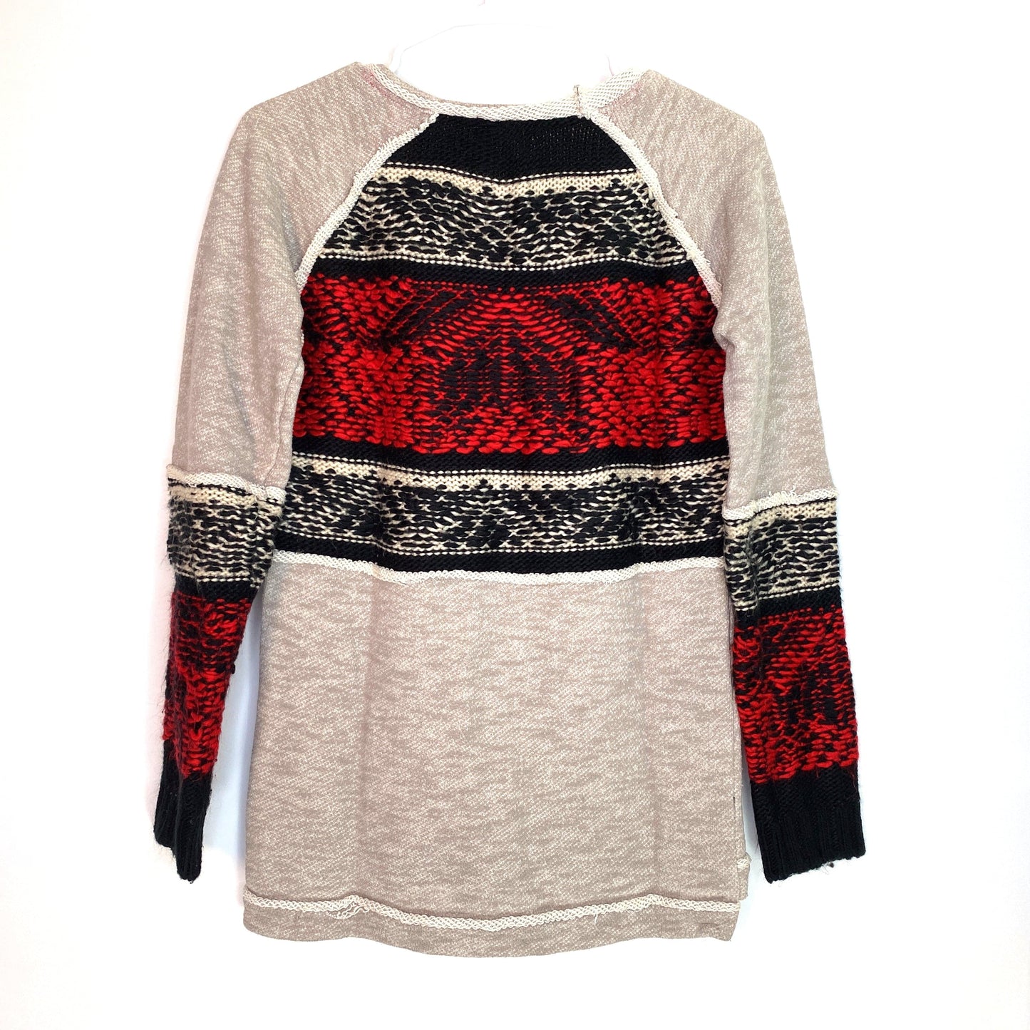 TAYLOR & SAGE Womens Size M Pullover Crochet Sweater Gray Red Black