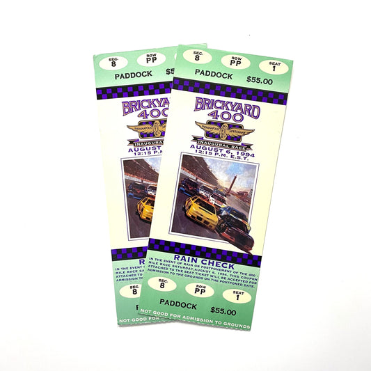 1994 Brickyard 400 Indianapolis Motor Speedway Ticket Stubs, Pair of