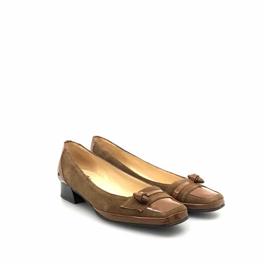Amalfi by Rangoni Womens Size 6.5M Brown Suede Patent Leather Shoes