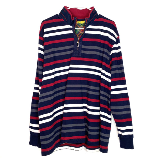 Jeps Mens Size L Multicolor Striped ¼ Zip Pullover Sweatshirt L/s