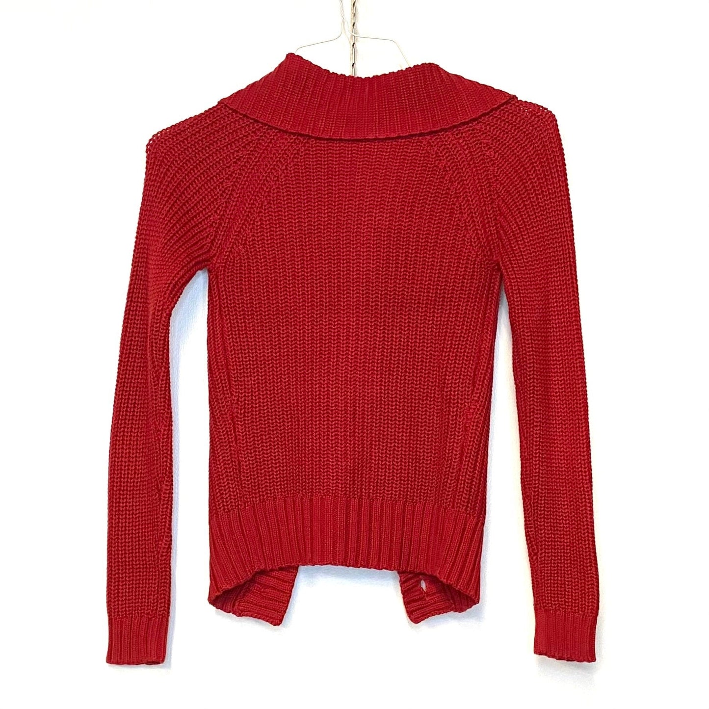 Link Women's Red Button-Up Shawl Collar Sweater - Size S