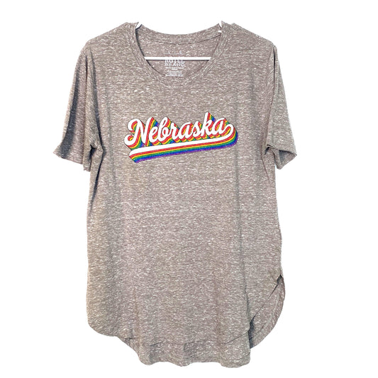 Royce Womens Size L Oatmeal Gray Nebraska Super Soft T-Shirt S/s