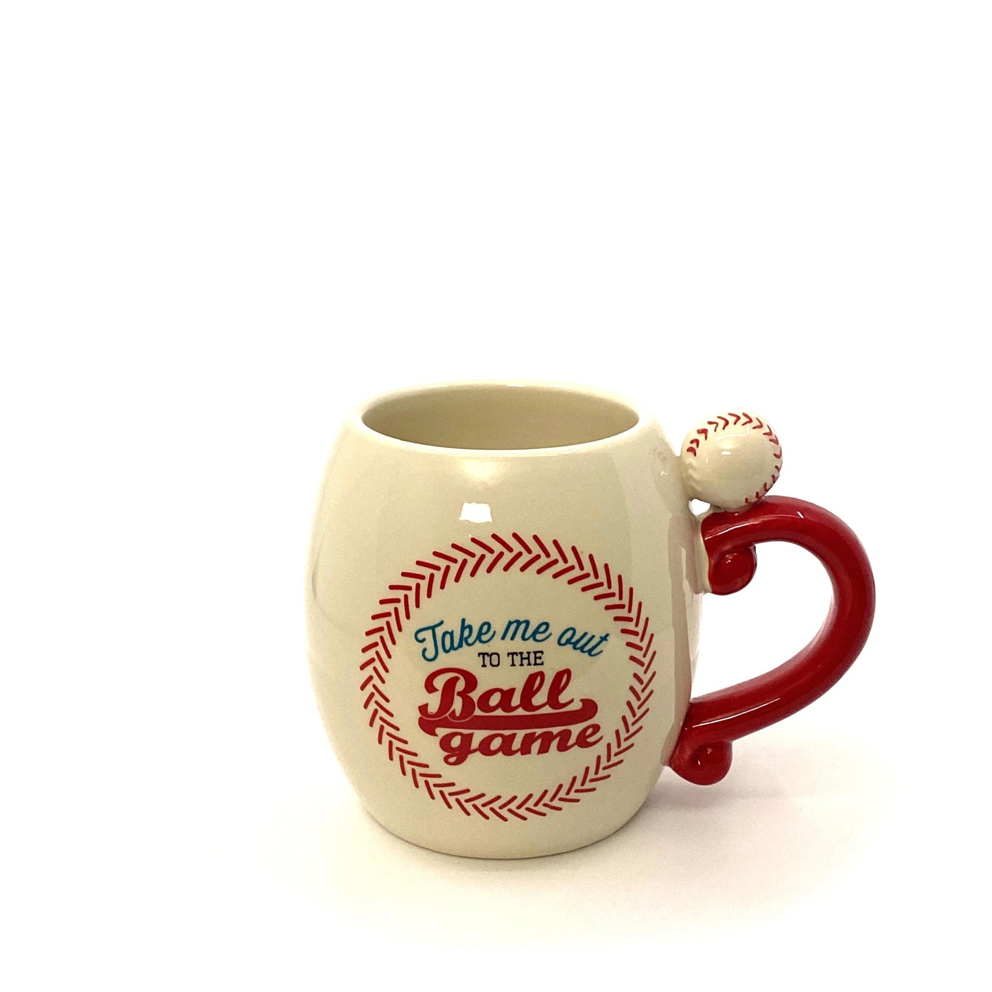 “Take Me Out To The Ballgame” Ceramic Baseball Coffee Cup Mug, White - 12oz