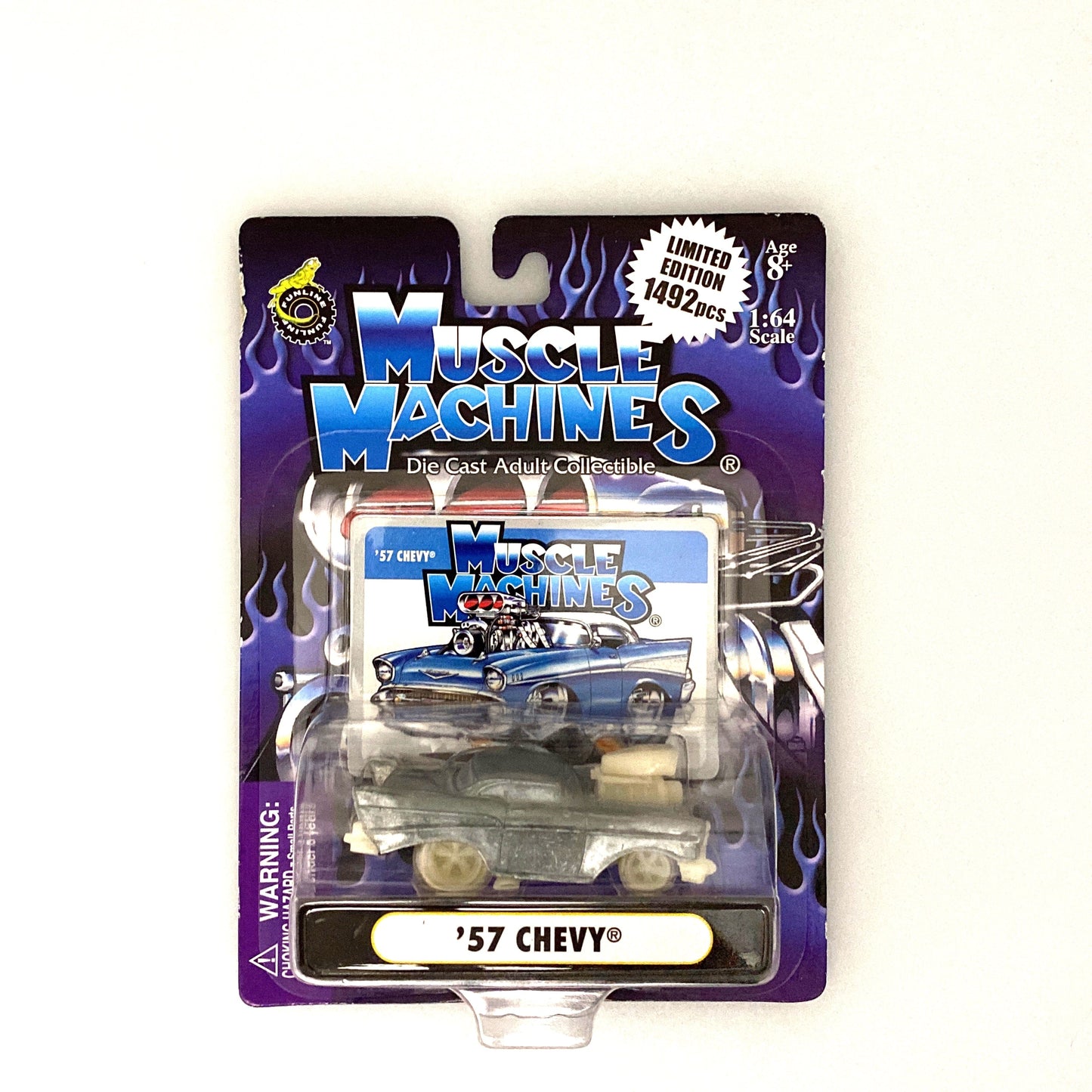 Muscle Machines '57 Chevy Gray Diecast Collectible Car 1:64 Scale Model #Limited Edition - 1492 pcs