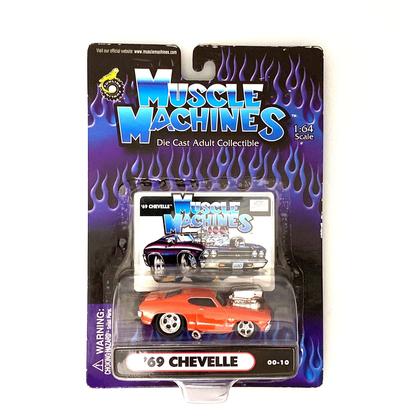 Muscle Machines '69 Chevelle Orange Diecast Collectible Car 1:64 Scale Model #00-10