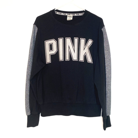 PINK Victorias Secret Womens Size S Black Limited Edition Pullover Palm Sweatshirt L/s