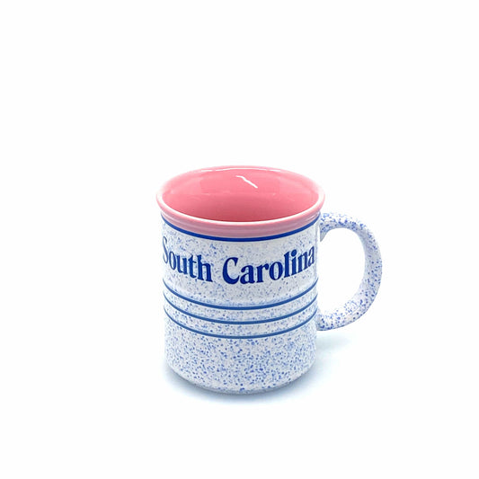 Travel Souvenir South Carolina Blue White Pink Stoneware Coffee Mug Cup