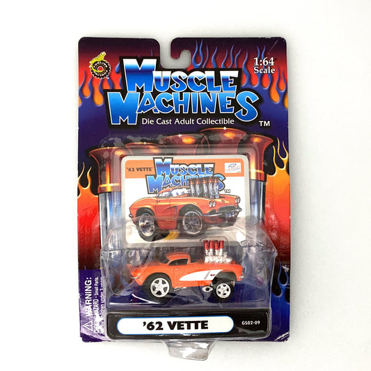 Muscle Machines '62 Vette Orange Diecast Collectible Car 1:64 Scale Model #GS02-09