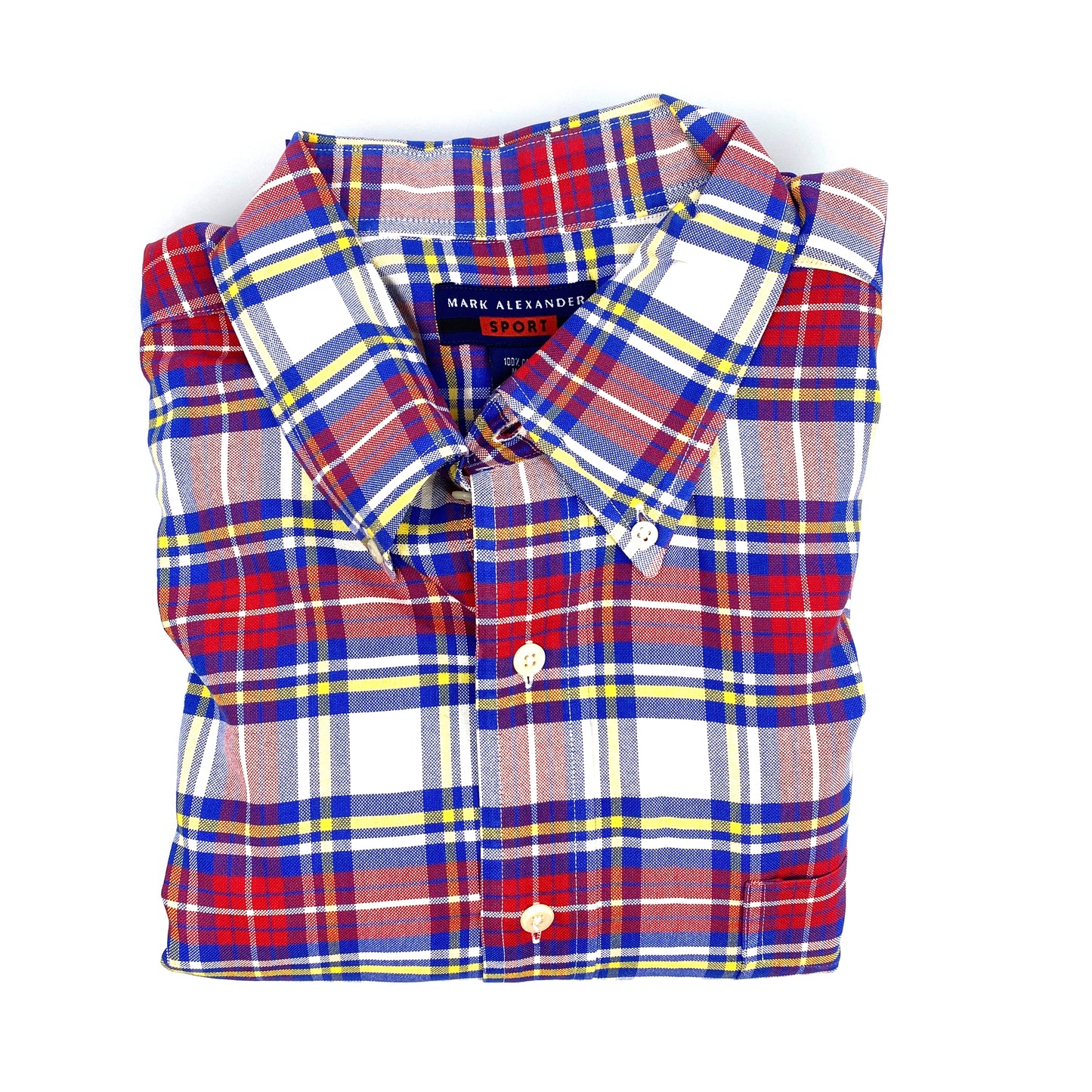 Mark Alexander Mens Size XL Red White Blue Button-Down Dress Shirt L/s