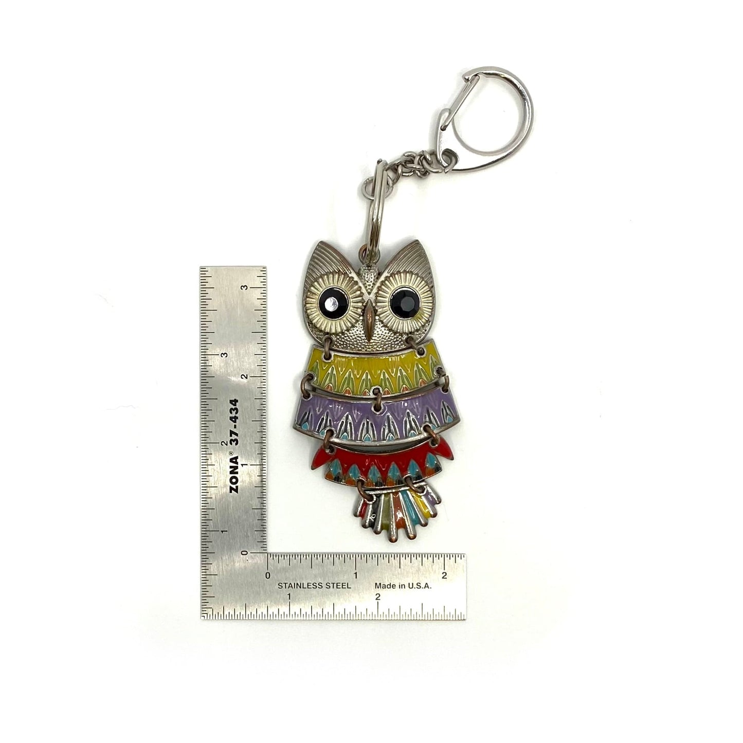 Metal Owl Keychain Large Dangling Charm Key Ring