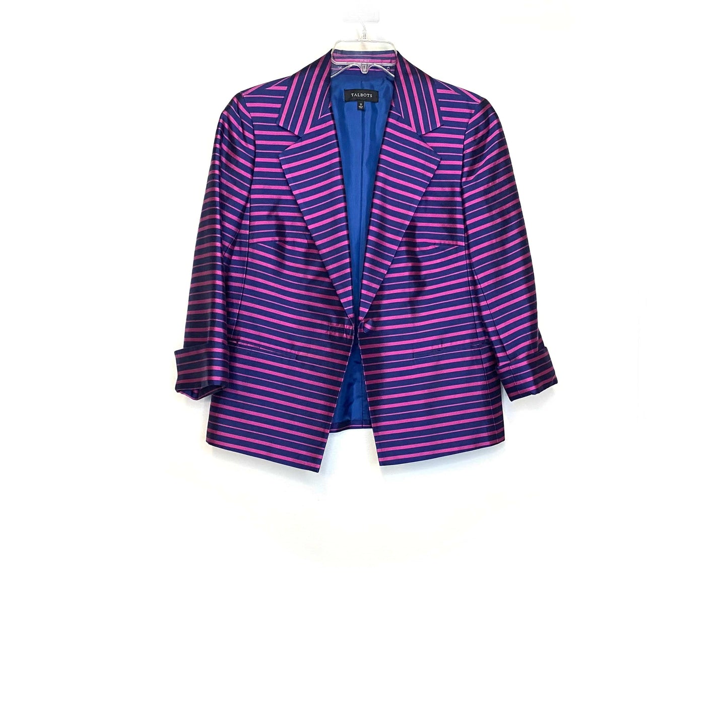 Talbots Womens Size 12 Pink Purple Striped Dress & Blazer Jacket Lined Suit